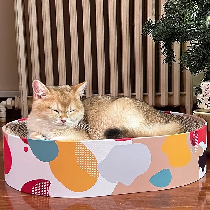 Cat Scratcher Lounge Bed - Lounge Couch for Indoor Cats Oval Shape 17"x13" Long Lasting Furniture