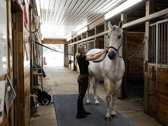 Heavy Duty Horse Stall Mats - Stable Mats, Durable 3/4 in. Thick Rubber Flooring - Solid Black - 3.5' x 6' Mat for Stables, and More - 42 in. x 72 in. Stall Mat
