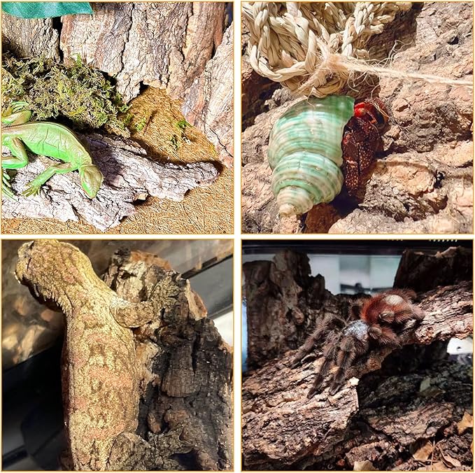 BNOSDM Reptile Terrarium Bark Substrate Bedding Tortoise Natural Cork Bark Reptile Climbing Mat Habitat Decor for Lizard Snake Spiders Hermit Crabs Tarantula Geckos Bearded Dragons (1.4 LB)
