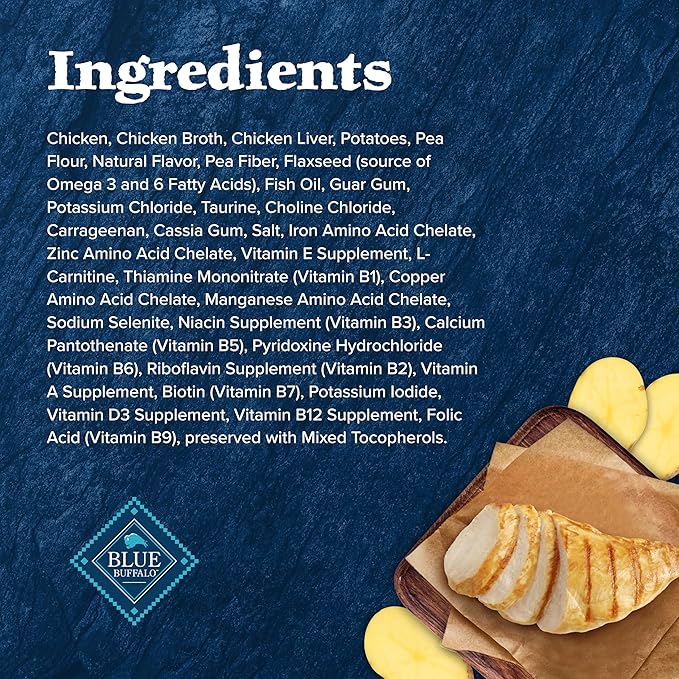 Blue Buffalo Wilderness High-Protein & Grain-Free Wet Cat Food Paté for Adult Cats 7+, Made with Natural Ingredients, Chicken Recipe, 3-oz. Cans (24 Count)