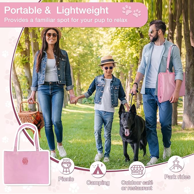 Kritter Planet Waterproof Foldable Dog Bed Pad for Camping & Travel, Portable Roll-Up Dog Bed Car Seat Pet Cushion Mat with Handles for Medium & Large Dogs, Indoor & Outdoor Use