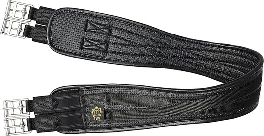T TEKE Contoured Chafeless Girth for Horses, Airflow Waffle PVC Foam Construction with Double Side Heavy Duty Cotton Elastic and Stainless Steel Buckles (38"-56")