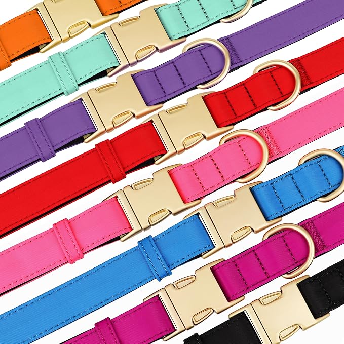 Didog Soft Padded Dog Collar for Large Dogs, Colorful and Durable Pet Collar with Quick Release Buckle, Light and Breathable for Daily Walking, Black, L