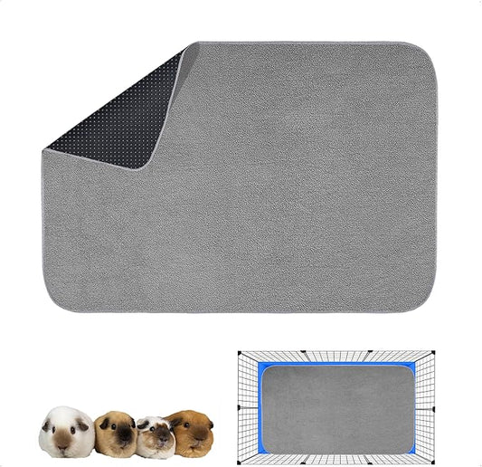 Guinea Pig Cage Liner, 1 Pack - Washable, Reusable, Leakproof Fleece Bedding Pads for Small Animals with Anti-Slip Bottom - for C&C 2X3 Area, Gray
