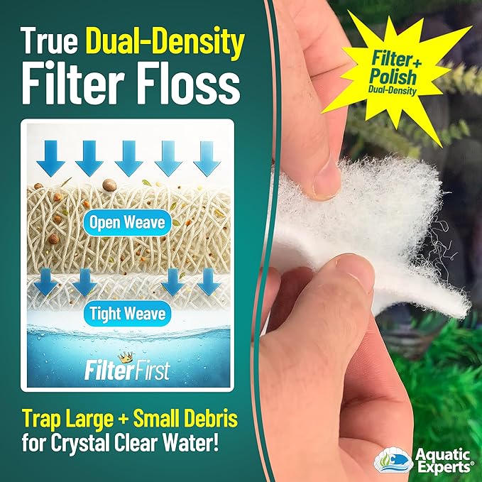 Aquatic Experts Aquarium Filter Floss for Fish Tank Filters - FilterFirst Aquarium Filter Pad - Media Roll for Crystal Clear Water, 3/4" - 1" Thick (18 Inch Wide, 72 Inch Long)