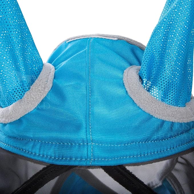 Harrison Howard CareMaster Pro Luminous Horse Fly Mask Large Eye Space Standard with Ears UV Protection for Horse Sky Blue Full Size