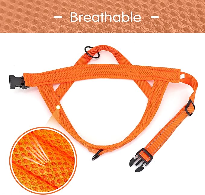 Didog No Pull Dog Harness with Soft Mesh Padded,Reflective & Quick Fit Light Weight Dog Strap Vest Harness,Easy for Walking Training (M:Chest 21-26", Orange)