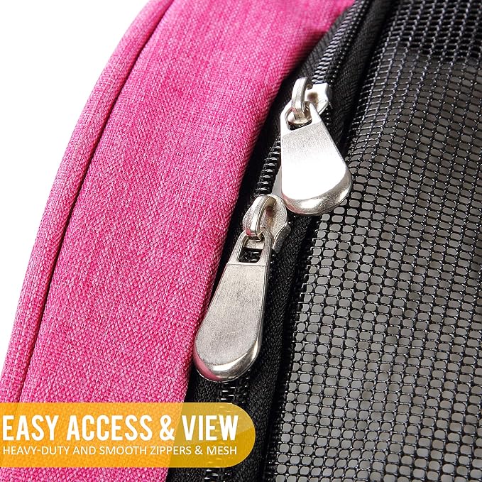 KOPEKS Deluxe Backpack Pet Travel Carrier with Double Wheels for Pets up to 18 Pounds - Pink