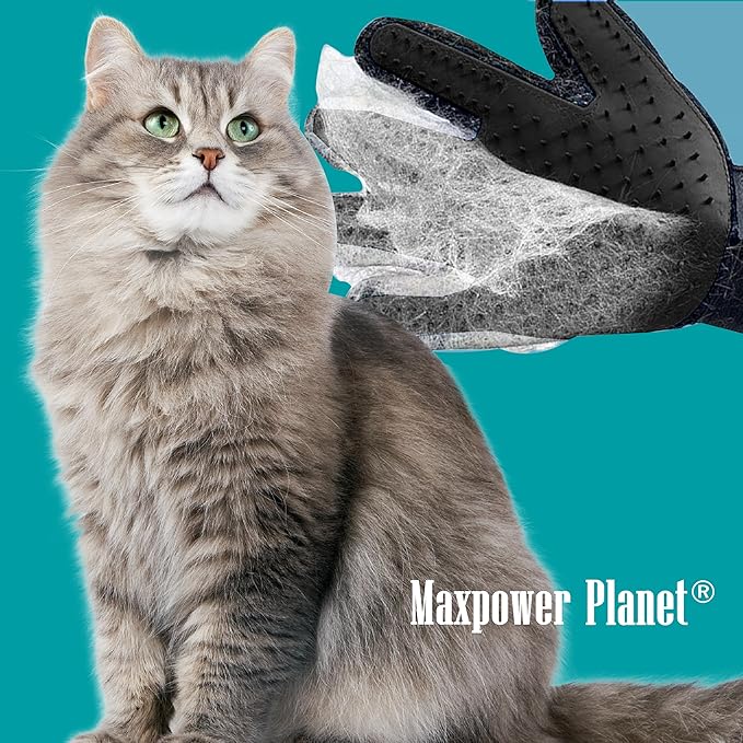 Maxpower Planet Pet Grooming Gloves for Dogs and Cats - Grooming Mitt for Dogs -Cat Gloves - Hair Removal Bruh - All Hair Types