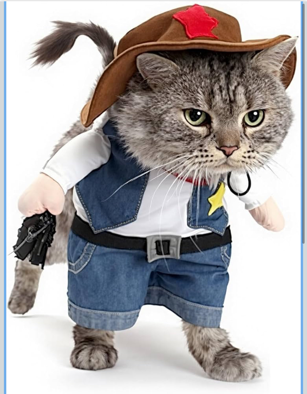 Cowboy Uniform Dog Cat Costume - Funny Pet Cowboy Outfit Clothing with Hat for Halloween Christmas Birthday Special Events Costumes for Kittens and Puppies- ( XS to L size)