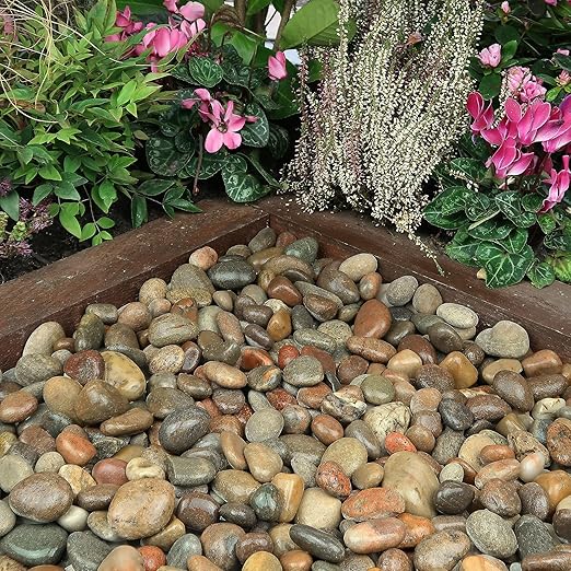Large River Rocks for Landscaping 20lbs, 2-3 Inch Big Black Pebbles, Hand-Picked Premium Stones for Garden Design, Fish Tank, Flower Pots, Pathways and Backyard